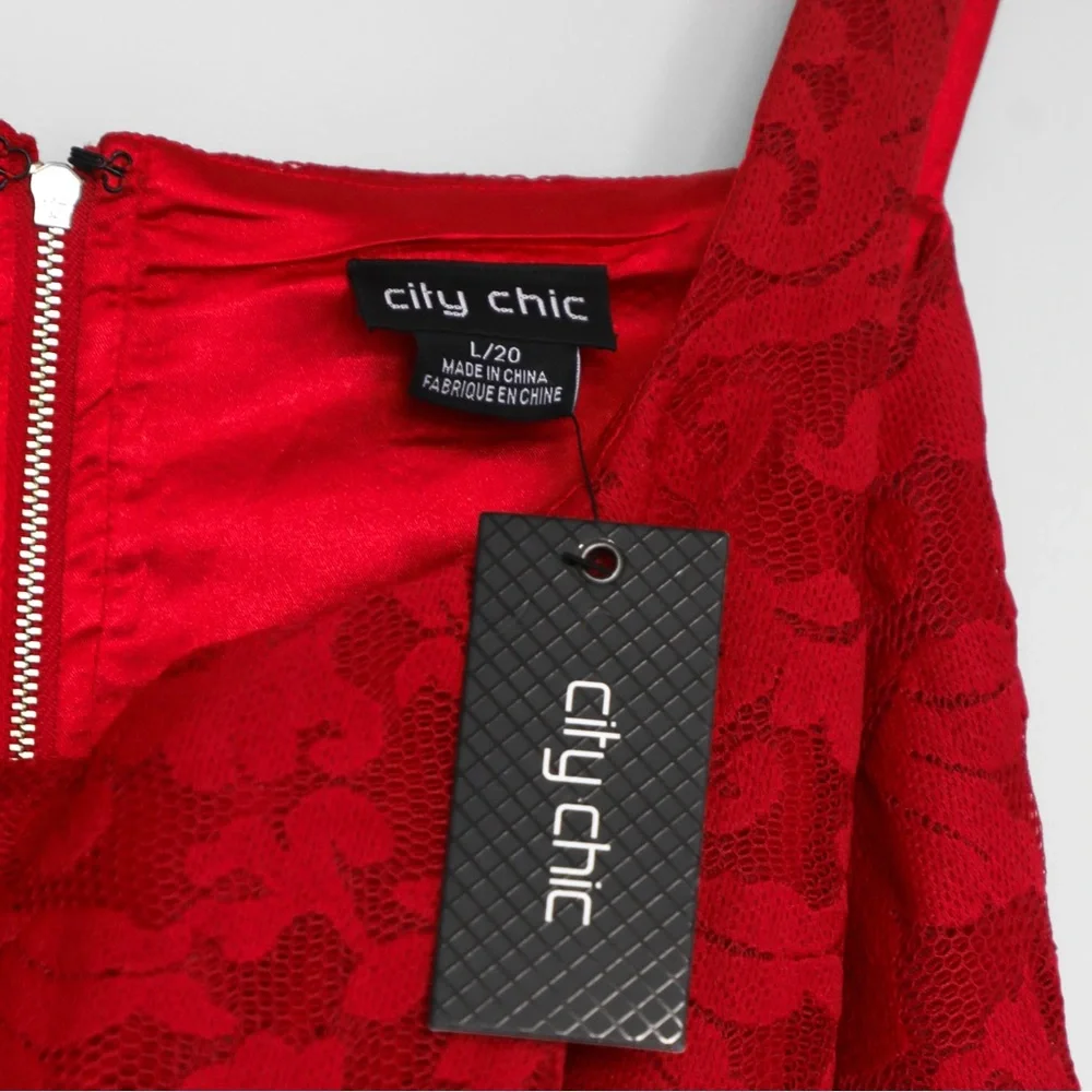 City Chic Jackie O Dress Womens Plus Size 20 Red - Picture 4 of 4